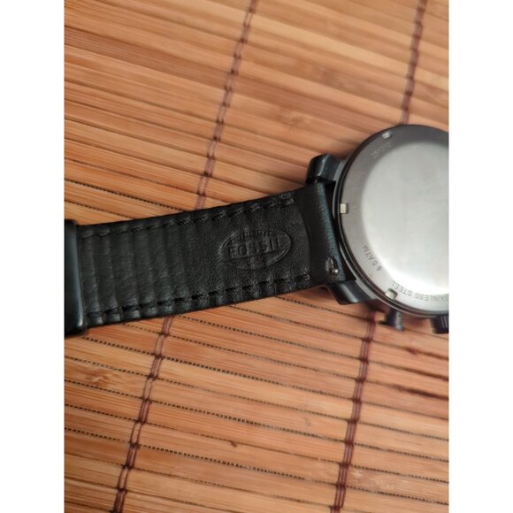 Fossil Nate Watch JR-1354 Mens Chronograph 50mm Case Black Leather Band Quartz - Picture 3 of 6